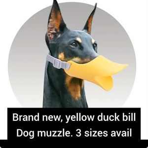 Brand new, yellow duck bill Dog muzzle. 3 sizes avail.